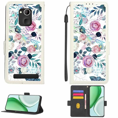 Kinetijy Case Compatible for IQU SMARTEasy Q50 Seniors Smartphone Phone Case Flip Cover [with Tempered Glass Screen Protector][RFID Blocking][Colorful Reflect Light] LPT-HUA3