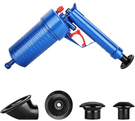 GREENSAPPIRE Drain Plunger Sink Plunger Toilet Plunger Drain Plunger Toilet | Unblocker Pump with 4 Adaptors, Professional Pipe Cleaning Tool for Kitchen, Bathtub & Sewer Drains