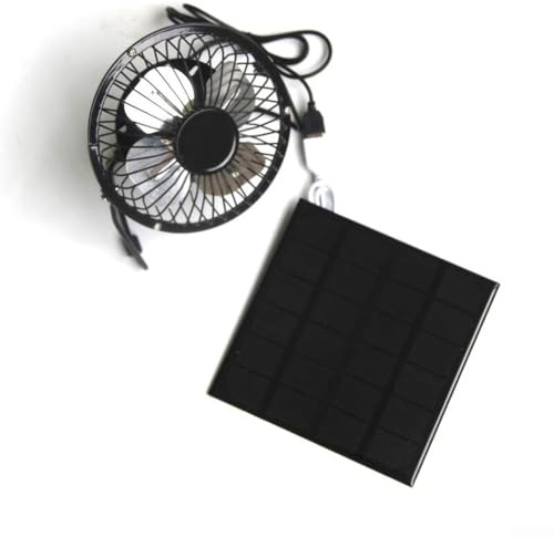 ZAMETTER Soldrivna fläktar 10 cm bärbar soldriven USB-fläkt med 3 W 5 W 6 V solpanelsladdare metallram tyst kylfläkt solfläktar för utomhusresor camping mobil enhet laddning