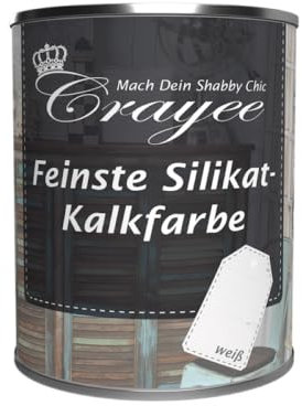 Crayee Feinste Silikat-Kalkfarbe | für Möbel und Wände Innen | Nachhaltig hergestellt mit regionalen Rohstoffen | Hochdeckend, umweltfreundlich, atmungsaktiv, geruchsarm, Gebinde:0.75L, Farbe:basis 01