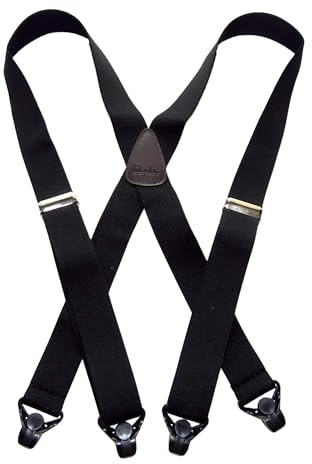 Hold-Up Suspender Co. HoldUp Brand Classic Series Black 1 1/2 Suspenders for Men with USA Patented Black Gripper Clasp