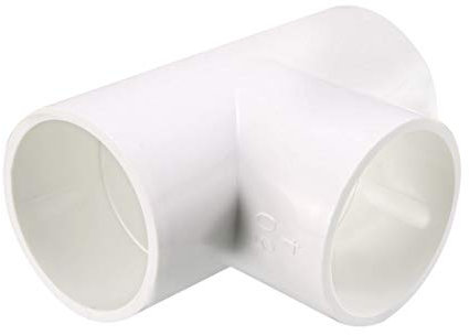 sourcing map 50mm Slip Tee PVC Pipe Fitting T-Shaped Coupling Connector 2 Pcs