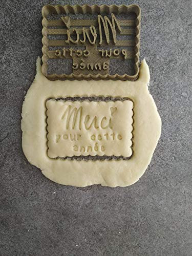3DKOUPE - Emporte-pièce petit beurre - Merci pour cette année - Couleur au choix - Conçu et fabriqué en France