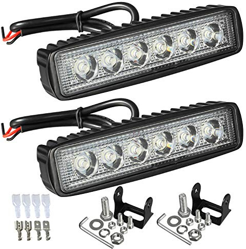 Partsam 6 LED Light Bar White 36W 6500K Super Bright Spot Work Pods Single Row Off Road Driving Fog Boat Light Waterproof SUV ATV 4WD Car Truck Golf Cart 12V 24V IP67 (2pcs)