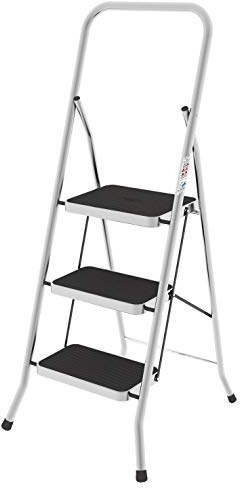 Colombo | Sgabello Security 3 Gradini e Maniglione Sicurezza XL | Scaletta Pieghevole in Alluminio 3 Acciaio | Portata 150 kg | Made in Italy