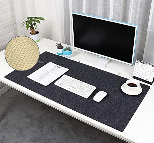 Öko Schreibtischunterlage Filz Große Maus Filzpad mit Antirutschbeschichtet, Antistatisch Arbeitsplatz Tischunterlage, Kratzfest Filzunterlage, für Gaming Laptop Tastatur, Dunkelgrau, 60x120cm