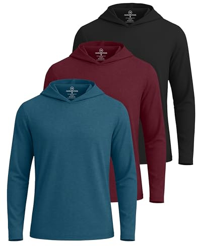 Real Essentials Men’s Quick Dry Fit Jumper Hoody Moisture Wicking Long Sleeve Active Athletic Hoodie Performance Hooded T Shirt Running Fitness Gym Sports Casual Sweatshirt Rugby -Set 2, X-Large