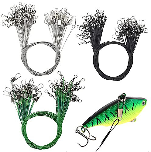 THETAG 75 Stücke Stahlvorfächer 3 Farben Edelstahl Stahlvorfach Angeln Stahlvorfach 30cm Edelstahl Vorfächer, Hidden-Hauptschnur, Angelzubehör