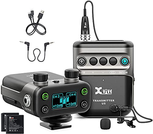 Xvive U5T2 Sistema Inalámbrico para Cámara DSLR con 1 transmisor y 1 micrófono de Tipo Solapa/lavalier