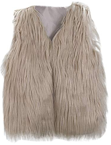 ZHICHUANG Girls Faux-Fur Jacket Coat Winter Thick Warm Fashion Cool Vest Clothes 3-10 Years, Gray, 9-10 Years