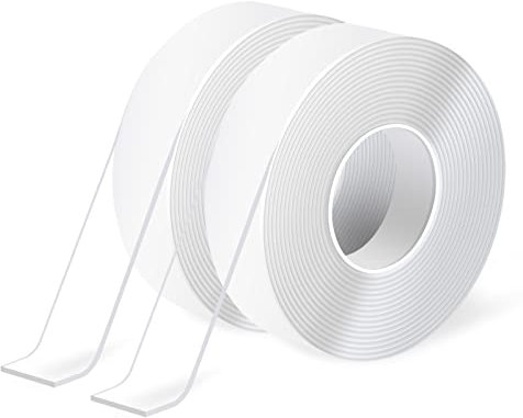 Art3d Nano Ruban adhésif double face (2 rouleaux de 3 mètres) - Ruban adhésif multifonction en mousse transparente pour tapis de moquette/collage/cadres photos/montage mural