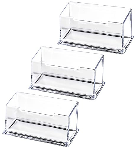 Unvtap 3 Stück Klarer Visitenkartenhalter, Visitenkartenständer Acryl, Visitenkarten Halter Visitenkarten Aufsteller, Desktop Visitenkartenhalter für Büro Sammlung Veranstalter