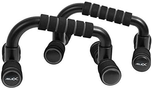 JELEX Gain Hard Push Up Bar Liegestützgriffe gepolsterte, handgelenkschonende Liegestützgriffe 2er-Set zum Aufbau von Arm-, Schulter-, und Brustmuskulatur mit rutschfesten Füßen (Schwarz)