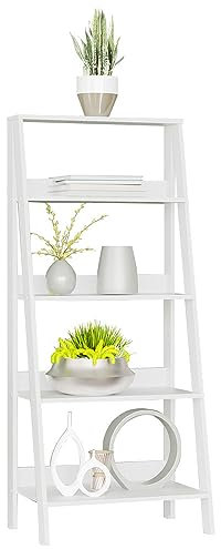 Madesa Libreria Multifunzionale per Libri e Decorazioni per Soggiorno, Ufficio e Camera da Letto, 135 x 38 x 61 cm, in legno – Bianco