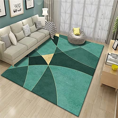 RUGMRZ Teppich Kuschelig Fleckerlteppich moderner Stil Modernes Design grünes geometrisches Muster Wohnzimmer langlebig Teppichboden Auslegware 120X240cm
