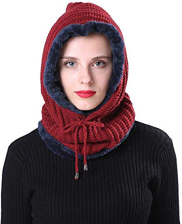 Unbekannt Winter warme Schalmütze Set Kopfbedeckung Plüsch Samtkappe Frauen Wintermütze Wintermütze HüTe Winddichte Kuschelig Weich Ohrklappen Mütze Strickmütze Winter Skimütze