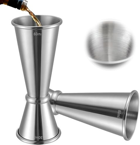 Delgeo Premium Stainless Steel Cocktail Jigger - Professional Bartender's Choice for Cocktail Measure & Wine Measure, Precise Drinks Measures for Spirits with Single/Double Capacity 1oz/2oz