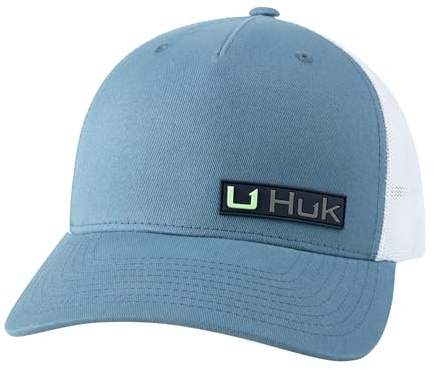 HUK Mens Trucker Hat, Anti-Glare Snapback Fishing Hat for Men, Side Arm - Quiet Harbor, One Size