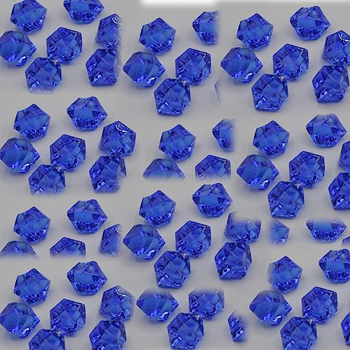 BBTISG 150 Stück Acryl-Kunststoff klare Steine, dekorative Eisdiamanten Acrylsteine Kunststoff klare Steine Eissteine für Hochzeit, Party, Vasenfüller, Geburtstag (blau)