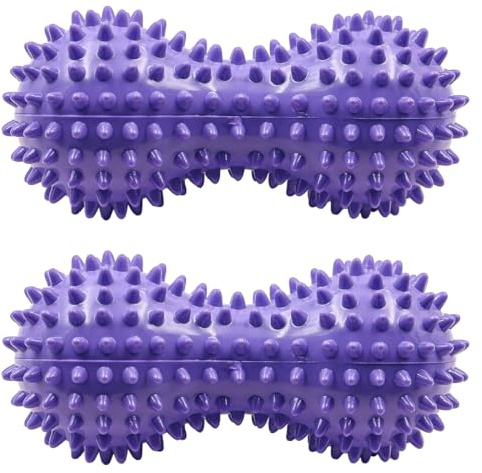2 Stück NUZAMAS Erdnuss-Massageball, Erdnuss-Massageball, Hand-Fuß-Massagegerät, Rollerball für Muskelentspannung, Yoga, Triggerpunkt-Therapie, Akupunktmassage, Lila
