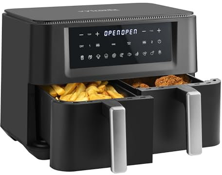 Vytronix DD9L Dual Zone Air Fryer 2 Drawer 9L | Efficient 2400W with Rapid Air Circulation | Fully Adjustable + 11 Pre-sets for Healthy Oil Free & Low-Fat Cooking