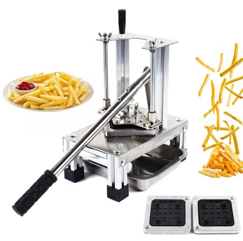 KEESUNG Kommerziell Kartoffelschneider, Edelstahl Frites Pommes Cutter mit 3 Klinge 7mm 10mm 14mm, Professionelle Kartoffelschneider und Gemüse rutschfest Gemüse Schneider