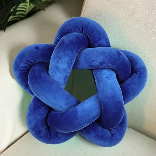 GOUTO Soft Knot Star Pillow Royal Blue, Creative Plush Throw Pillow Star Shaped Knotted Cushion, Nordic Style Room Decor Xmas Gift