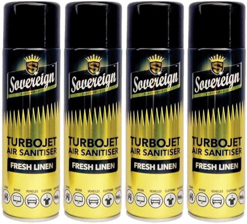 Sovereign Lot de 4 désodorisants en spray pour voiture, maison, bureau, salle de sport