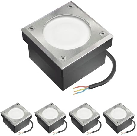ledscom.de 5x LED gatsten NEOLUM för utomhusbruk, IP67, kantig, 10 x10cm, inkl. glödlampa GX53, 56lm, vit