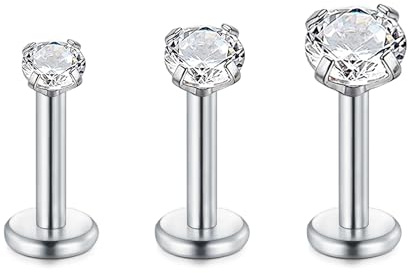 LaurITAMI läpppiercing plugg 6 mm 8 mm opal CZ 1,2 mm Tragus Helix piercing öronpiercing brosk örhängen rostfritt stål, Rostfritt stål