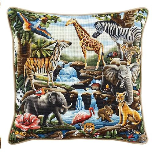 kitphoenix Knüpfkissen Zum Selber Knüpfen Knüpfen Set Knüpfteppiche Settier Elefant Tiger Löwe3D Handgemachte Geschenke Knüpfteppich Für Kinder Und Erwachsene Knüpfset 43Cm X 43Cm