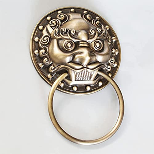 ZZZOLX Türklopfer, Haustürklopfer, Retro Messing Löwenkopf Türklopfer Bronze Tierkopf Türgriff verdicken Türdekoration Zubehör (Color : Bronze, Size : 20cm Diameter)