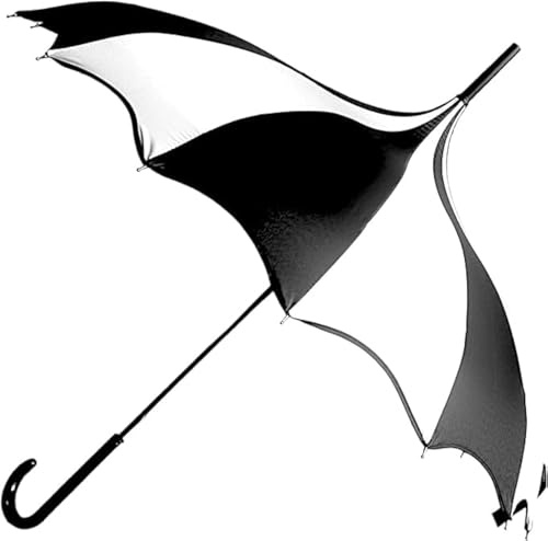 Gothic Rebel Regenschirm mit Fledermausflügeln, Schwarz und Weiß, Gothic-Stil, wasserdicht, UV-Schutz, für Cosplay, Halloween und Liebhaber des einzigartigen Stils (Schwarz und Weiß)