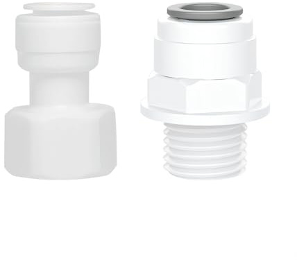 Qrity 1 Piezas Conectores de Tubo Entrada Agua, 3/8 Macho/Hembra a 3/8 Conector Rápido de Inserción, para RO Inverso Ósmosis Sistema
