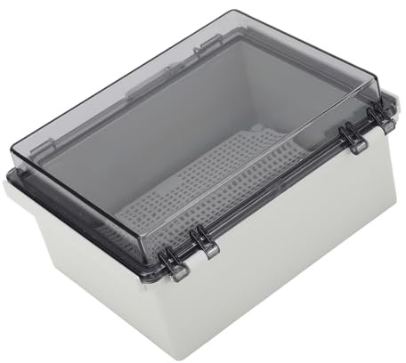 lyrlody Water Proof Junction Box, ABS Plastic Hinged Electrical Enclosure Stainless Steel Clip with Clear Cover Grey, IP67 for Indoor and Outdoor Use 8.7 x 6.7 x 4.3in