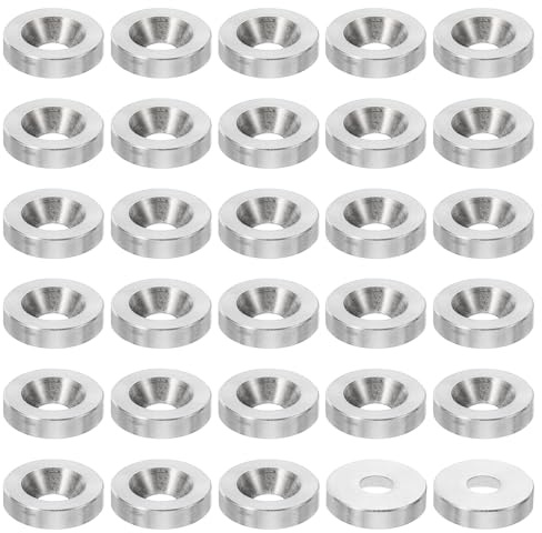 PATIKIL Arandela Avellanada M4, 30Pcs 13 mm Diámetro y 3 mm de Altura Junta de Cabeza de Tornillo Plana con Arandela de Copa CNC de Acero Inoxidable 304 Sólido para Construcciones