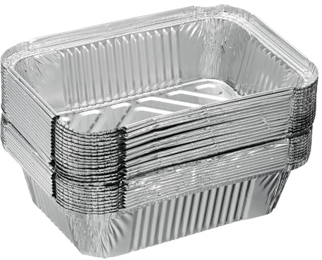 sourcing map Lot de 30 moules à tarte rectangulaires jetables en feuille d'aluminium de 19 x 13 cm, anti-adhésifs, pour tartes, quiches, tartelettes, cuisson, réchauffage, fête, argent
