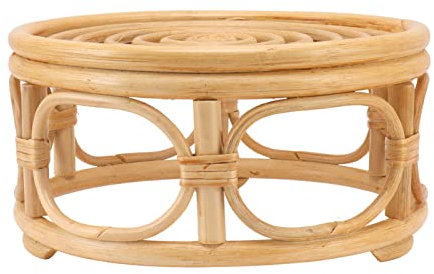 Akozon Eleganter Handgefertigter Rattan-Pflanzenständer für den Innenbereich, Runder Natürlicher Pflanzenständer/Ständer für Innenräume und Außengärten (Rattan 2)