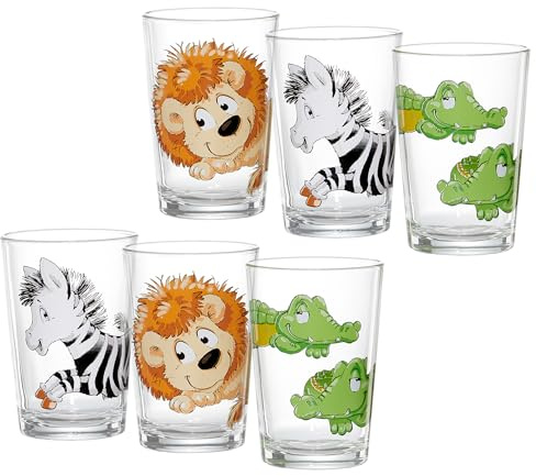 Ritzenhoff & Breker Kindertrinkgläser-Set Happy Zoo, 6-teilig, 10 cm hög och 7 cm diameter
