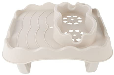 Luocute Hot Tub Side Table with Drain Holes, Adjustable Hot Tub Side Table for Swimming Pools Spa Bathtub, 2 Cup Holders, Easy Install, Suitable for Inflatable Spa, Pool, Bathtub (Beige)