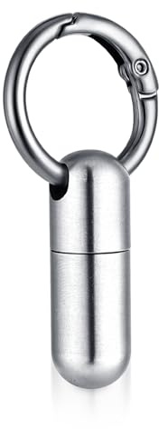 Ptwola Mini Metall Pillendose mit Schlüsselanhänger Wasserdicht Tragbare Tablettenbox Reise Pillen-Organizer für Outdoor, Camping (Silber)