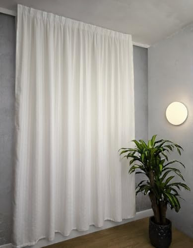 mauro Cortinas con Cinta fruncidora para riel, Tejido Jacquard Blanco filtrante, Panel tensado de 280 cm de Ancho, Compatible con rieles de 140-170 cm, Altura de 180 a 280 cm - 280 x 275 cm