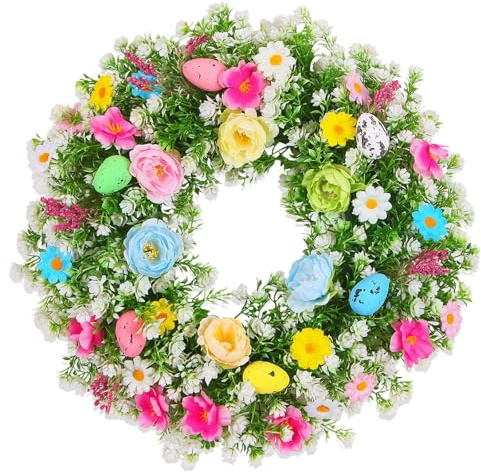 Türkranz Ostern AußEn Trockenblumenkranz Türkranz Künstliche Wildblumen Girlande Dekorative Mehrzweck Girlande Bunte Frühlings Sommer 15.74'' Haustür Sommer Kranz 40cm