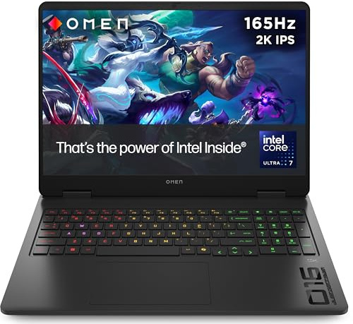 HP OMEN Slim 16 Gaming Laptop | Intel® Core™ Ultra 7 255H Processor | 24GB RAM | 1TB SSD | NVIDIA GeForce RTX 5060 | 165Hz VRR 2K IPS Display | Windows 11 | RGB Keyboard | Fast Charge | 16-an0001sa