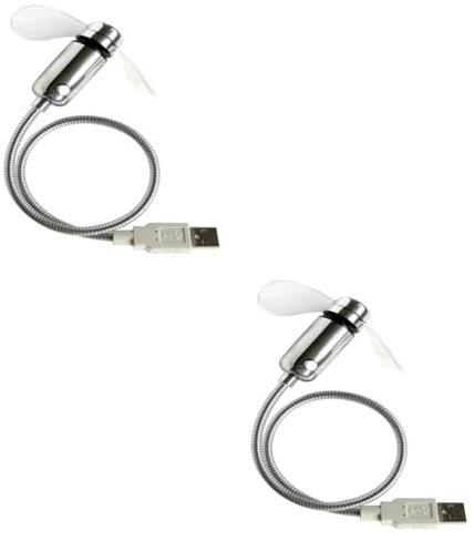 Lurrose Lot De 2 Mini Ventilateurs Portables Avec Lumière Ventilateur USB Portable Pour Bureau Minuterie Horloge LED Mini Ventilateur USB Numérique Lumineux Horloge LED USB Pales De