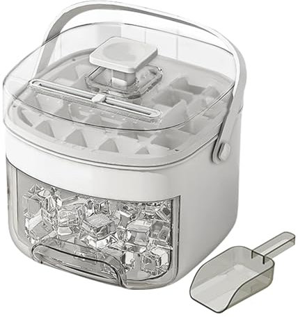 Macchina per il ghiaccio portatile per esterni, comoda macchina per il ghiaccio a di C, con design a pressione, antiaderente, manico e coperchio, vassoio per ghiaccio riutilizzabile, 17 x 15 x