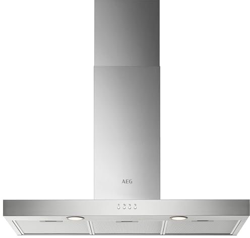 AEG 5000 Series Chimney Cooker Hood DBX3950M, 90 cm, ExtractionTech High-performance Odour Removal, Vent Capacity 600 (m³/h), (dB) 68/51, Washable Filters, 3 Speed Settings, Class C, Stainless Steel