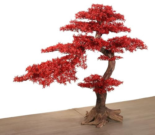 ZQKJLH Kunstpflanzen große Künstlicher roter Bonsai Baum kunstbaum Dekor mit echten Zweigen for Zuhause, Büro, Schlafzimmer, Wohnzimmer, Bauernhaus, Innen- und Außendekoration(120cm)