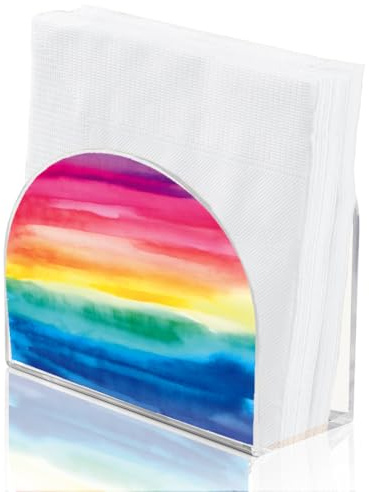 SUPERDANT Servilletero en colores arcoíris servilletero de papel acrílico dispensador de pañuelos independiente para mesa de cocina cócteles servilleteros para restaurantes banquetes cafeterías