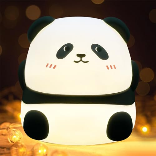 Vicukten Panda Luce Notturna Bambini in Silicone, Lampada LED Dimmerabile con Controllo Touch e Timer 30 Minuti, Ricaricabile Tramite USB, Lucina Notte Regalo per Neonato